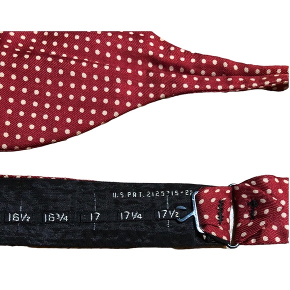 CHRISTIAN DIOR Silk Polka Dot Bow Tie Red with Tan Dots - Picture 6 of 8